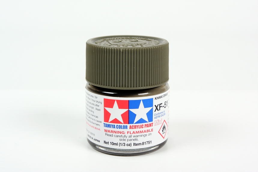 Tamiya Color Acrylic Mini XF-51 Khaki Drab - 10ml Bottle - Click Image to Close