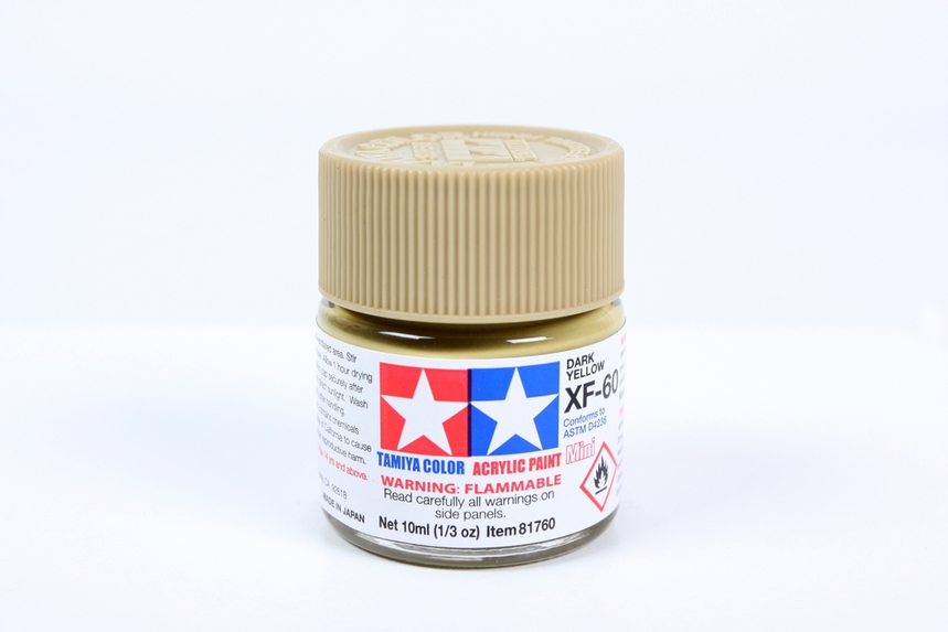 Tamiya Color Acrylic Mini XF-60 Dark Yellow - 10ml Bottle - Click Image to Close