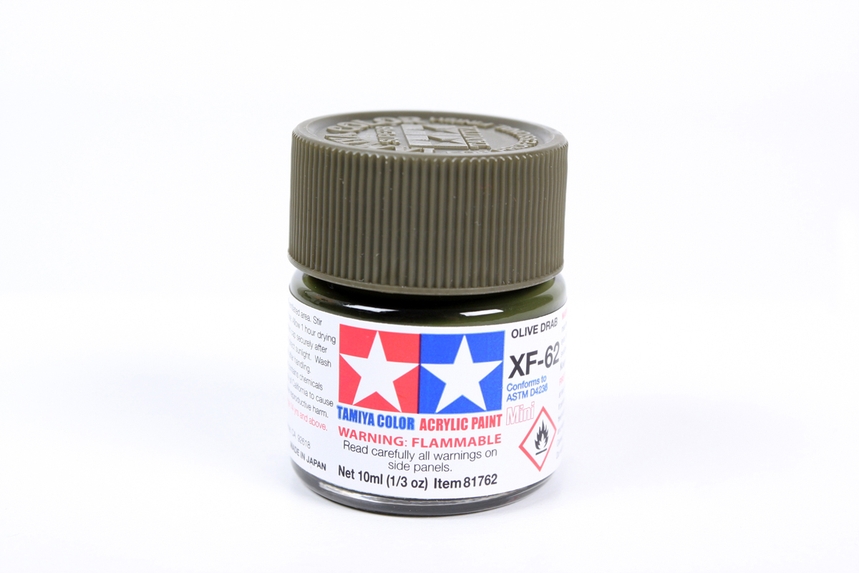 Tamiya Color Acrylic Mini XF-62 Olive Drab - 10ml Bottle - Click Image to Close