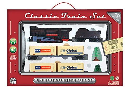 Train Set 20 piece - Steam Engine with Cargo Containers - Click Image to Close